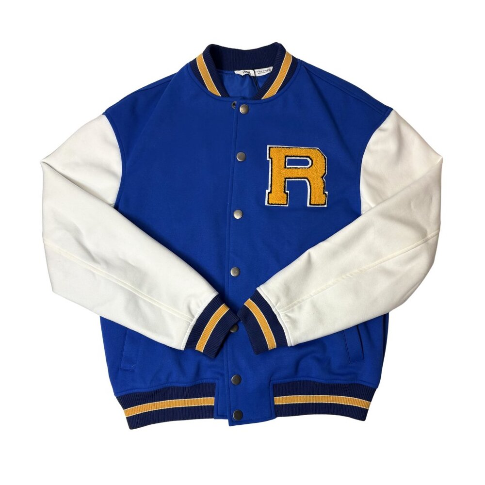 Zara Men’s Blue Varsity Jacket – Size M